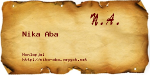 Nika Aba névjegykártya